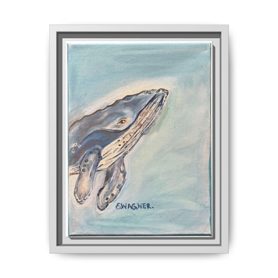 Whale Art Canvas Print, Framed Ocean Wall Decor, Nautical Home Decoration, Gift for Sea Lovers, Marine Life Art