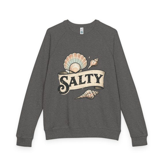 Salty Seas French Terry Crewneck: Coastal Beach Sweatshirt