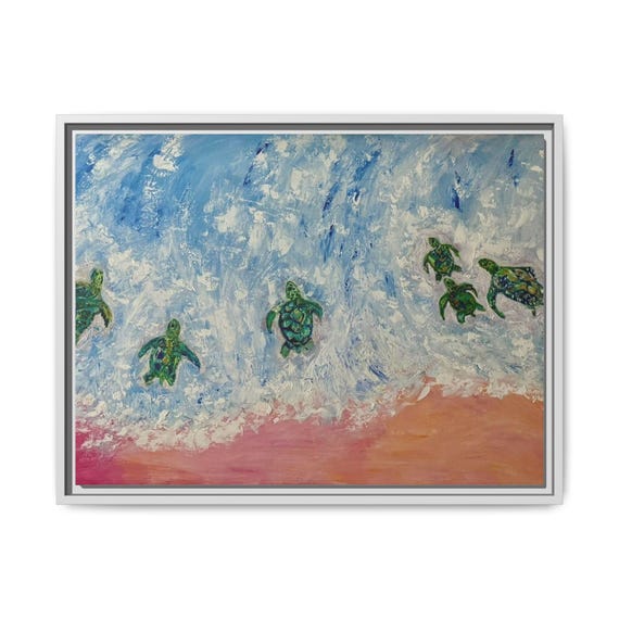 Turtle Beach Canvas Print, Ocean Art for Home Decor, Gift for Nature Lovers, Beach House Wall Art, Coastal Turtle Artwork