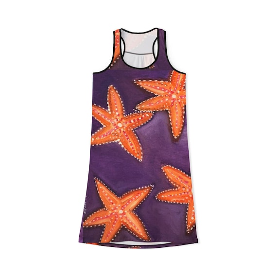 Vibrant Starfish Racerback Dress: Women's Summer Beachwear