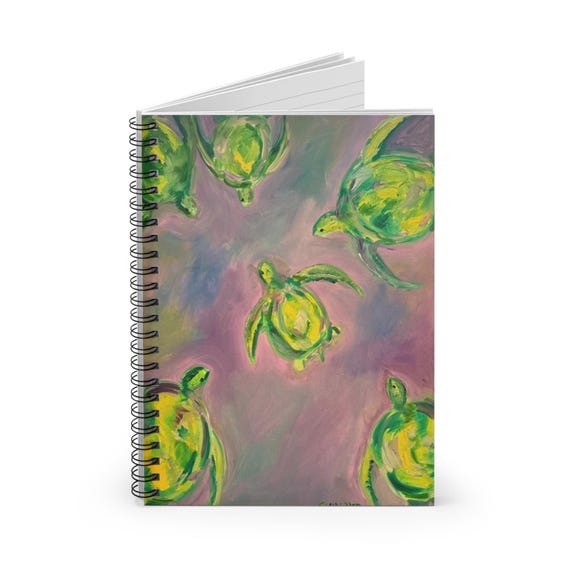 Colorful Sea Turtle Spiral Notebook, Eco-Friendly Journal, Gift for Nature Lovers, Beach-Themed Decor, School Supplies