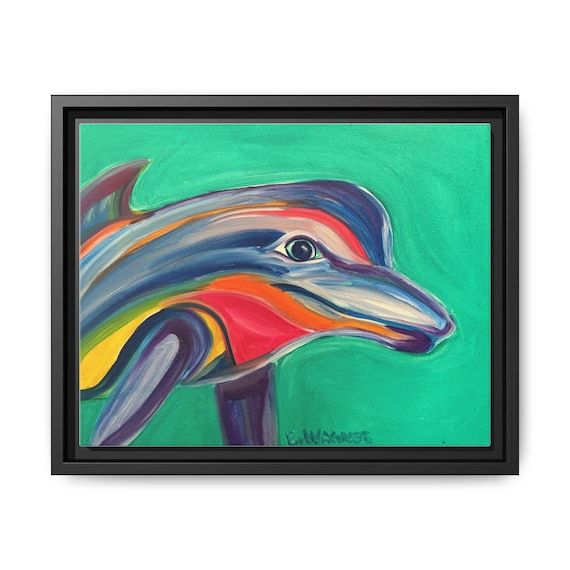 Vibrant Dolphin Art Print: Framed Canvas Wall Decor