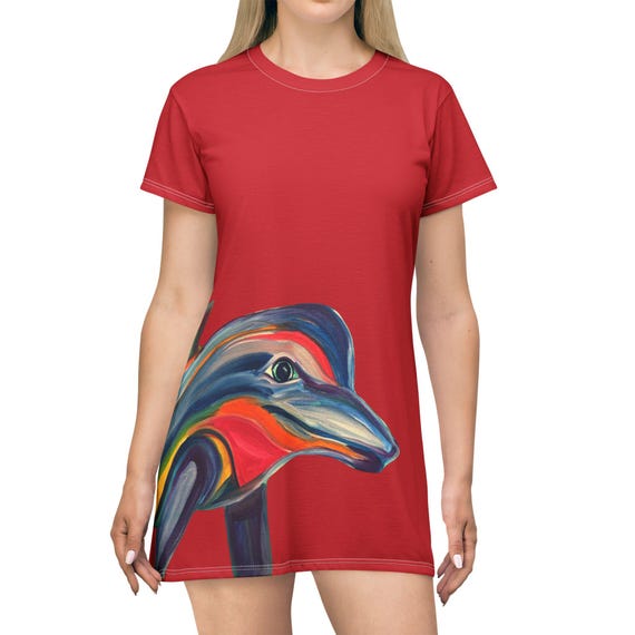Dolphin Print T-Shirt Dress: Ocean Lover's Eco-Friendly Fashion