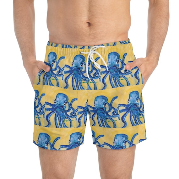 Octopus Print Swim Trunks: Men's Summer Swimwear