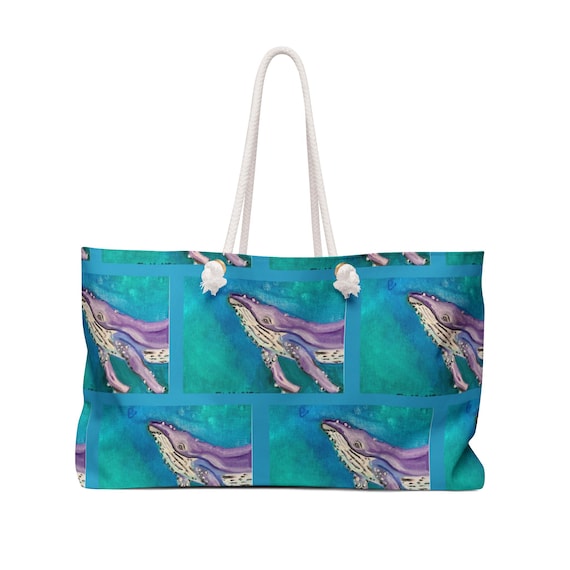 Whale Weekender Bag, Tote Bag, Beach Bag, Summer Bag, Whale , Gift for Whale Lover, Weekender Bag,Overnight Bag, Whale Purse, Summer Purse