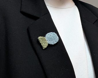 Handmade Punch Needle Embroidery Brooch - Abstract Shapes