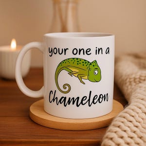 Funny Chameleon Mug, Color Changing Lizard Coffee Cup, Reptile Animal Ceramic Tea Mug, Cute Chameleon Pet Owner Gift, Your One in a