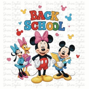 Mickey Mouse Back to School PNG, Cute Disney Friends Clipart, Classroom Decor, Kids Teacher Gift, Disney First Day of School