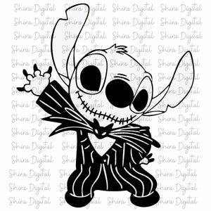 Stitch Halloween PNG | Stitch Cute Jack Skellington Clipart | Spooky Cute Digital Download | Trick or Treat Fan Art, Lilo and Stitch