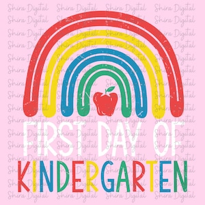 Hello Kindergarten Rainbow Png,Back to School Teacher Png, Cute Heart Teacher Svg, First Day of School Png, Teacher Png, Rainbow Classroom