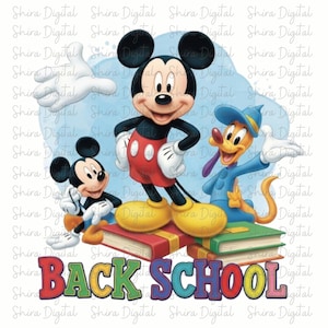 Mickey Mouse Back to School PNG, Cute Disney Friends Clipart, Classroom Decor, Kids Teacher Gift, Disney First Day of School