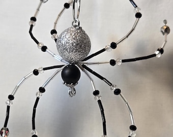Beaded Spider Glitter Widow – One-of-a-Kind | Halloween Decor | Gothic Glam Home Accent