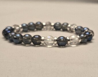 Blue and White Mermaid Glow Bracelet with Crystal and Silver Accents
