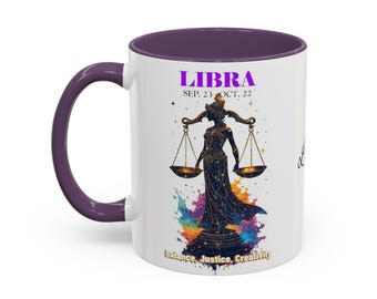 Taza de café del zodiaco Libra, regalo astrológico, diseño celestial