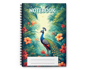 Cuaderno espiral de pavo real / Cuaderno para amantes de la naturaleza, material escolar ecológico