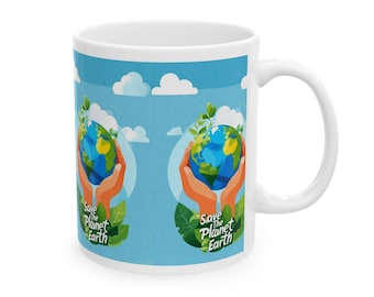 Taza de cerámica ecológica con diseño "Salva el planeta Tierra", taza de café y taza de té.