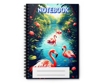 Cuaderno espiral de flamencos / Cuaderno para amantes de la naturaleza, material escolar ecológico