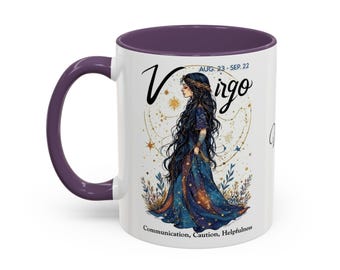 Taza de café de Virgo, taza estética de cumpleaños del zodiaco, regalo de astrología, taza del zodiaco celestial, taza de té del zodiaco, regalo para amantes de la astrología