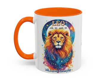 Taza de café con el signo astrológico Leo, regalo de cumpleaños del zodiaco, taza de té celestial