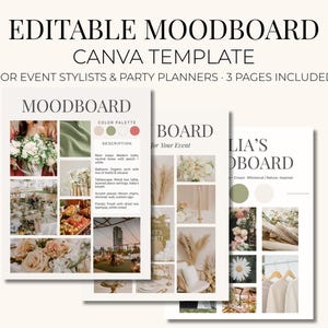 Event Planner Moodboard Template: Editable Vision Board Canva Layout