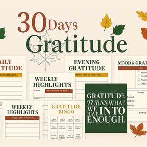 30-Day Gratitude Journal Printable: Daily Mindfulness & Self-Care (PDF Download)