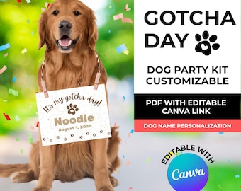 Dog Gotcha Day Party Kit: Editable Adoption Certificate & Welcome Sign (PDF Template)