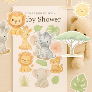 Watercolor Safari Animals Clipart Bundle: Jungle Nursery Decor (PNG Download)