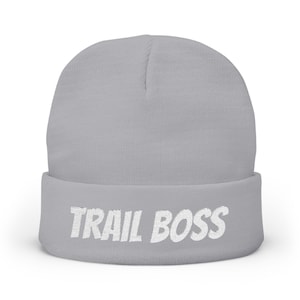 Trail Boss Knit Beanie, Cozy Winter Hat, Outdoor Adventure Gear, Gift for Hikers, Gift for Trail Runners, Camping Essential