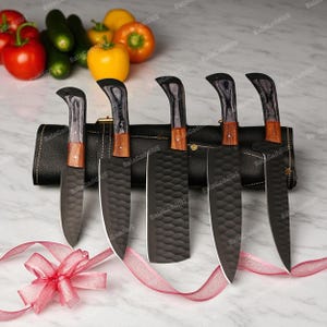 Personalized CHEFS KNIFE SET Custom Chef Chef&#39;s Knives Gifts for Him Her Men Dad Mom Him Fathers Day Gift Cooking Kitchen Damascus Engraved