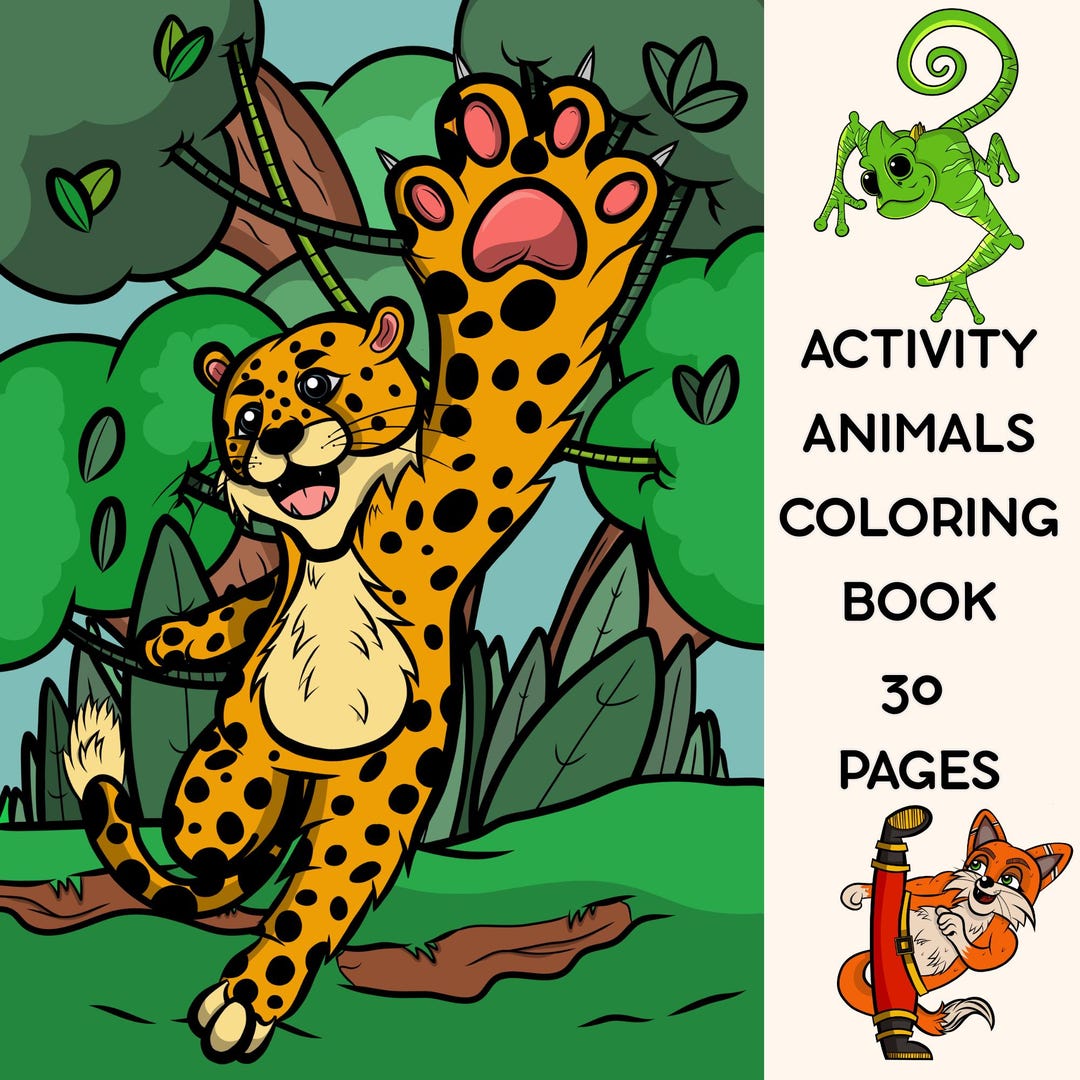 Lindo libro para colorear de animales de la selva (PDF imprimible ...