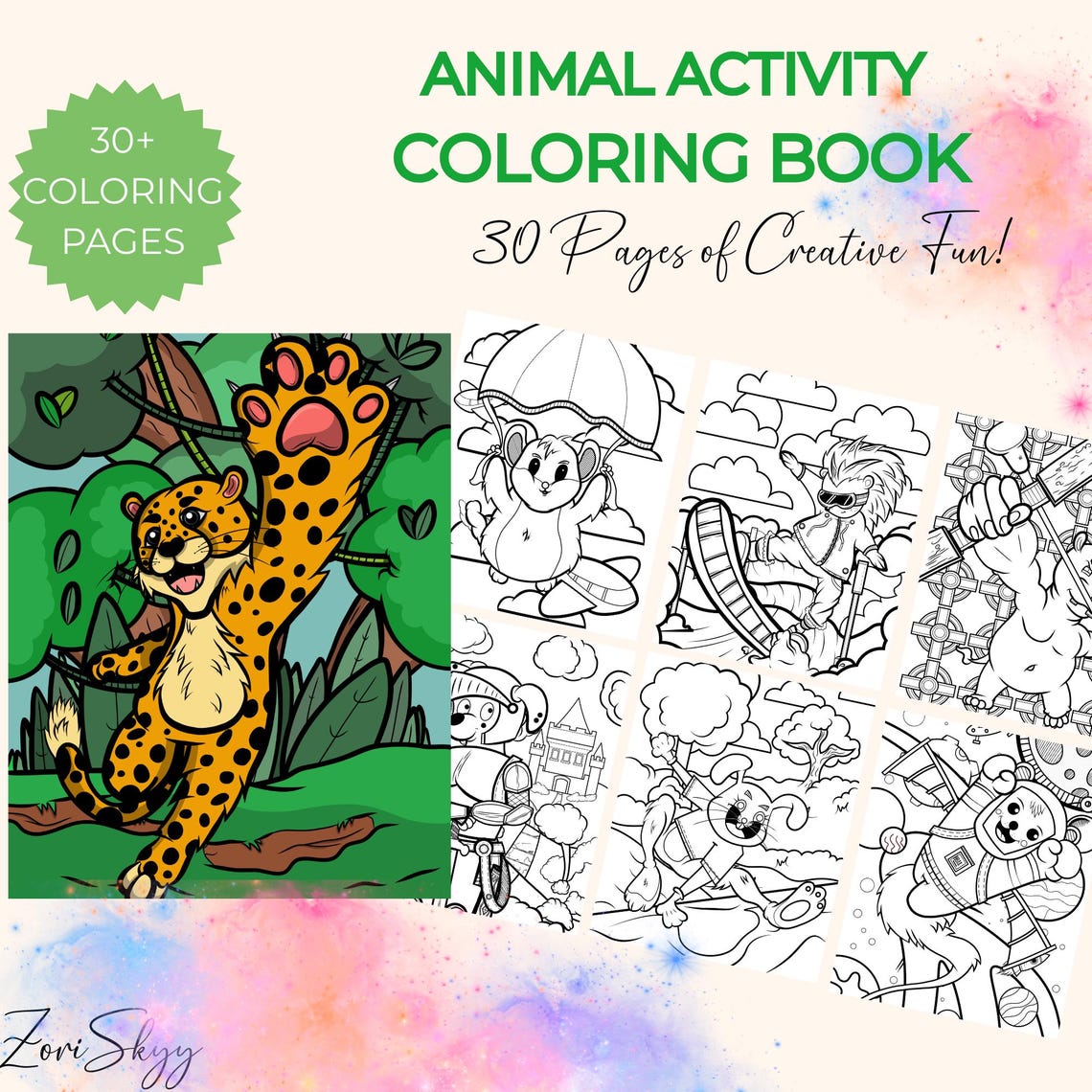 Lindo libro para colorear de animales de la selva (PDF imprimible ...