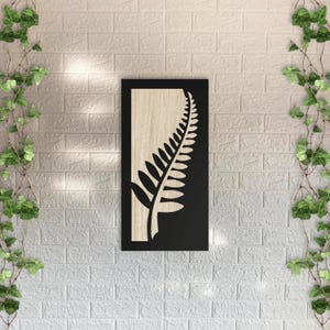 Leaf Wooden Wall Decor, Laser Cut Nature-Inspired Design with Light and Black Wood Layers, Rustic Botanical Art for Home or Office