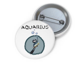 Broche com ilustração de Aquário | Broche em estilo esmalte do zodíaco