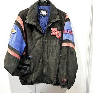 Vintage KU Jayhawks Leather Jacket XL G-III Sports Varsity Coat Streetwear Clean