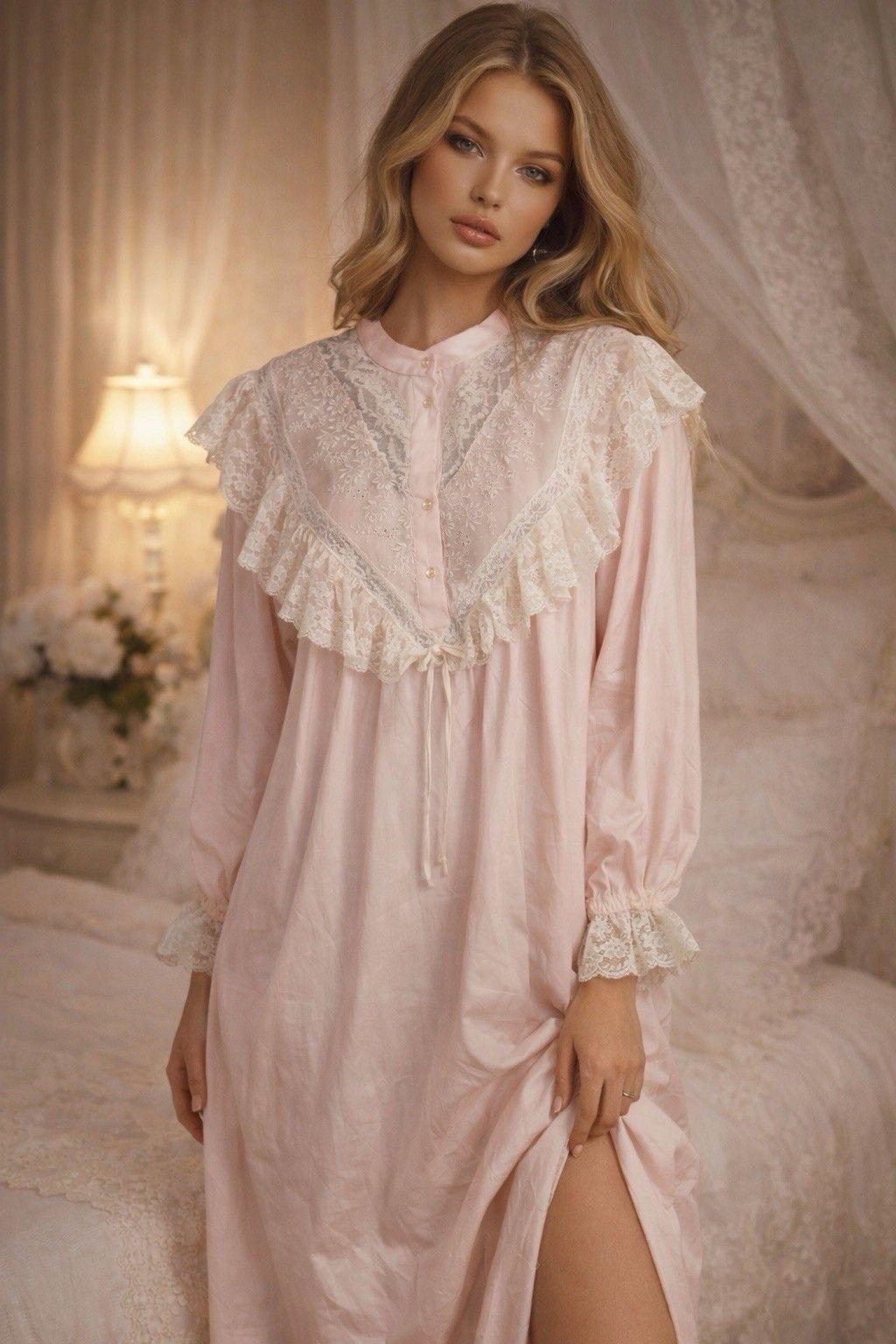 ヴィンテージ　クリスチャンディオール　ランジェリー　ネグリジェ　ナイトドレス Christian Dior Lace Night Gown , 70's – Burning Torch Online Boutique