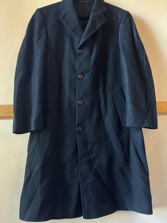 Hart Schaffner Marx, Vintage Hart Schaffner Marx Men's Black Wool Cashmere Overcoat Size 38R Classic