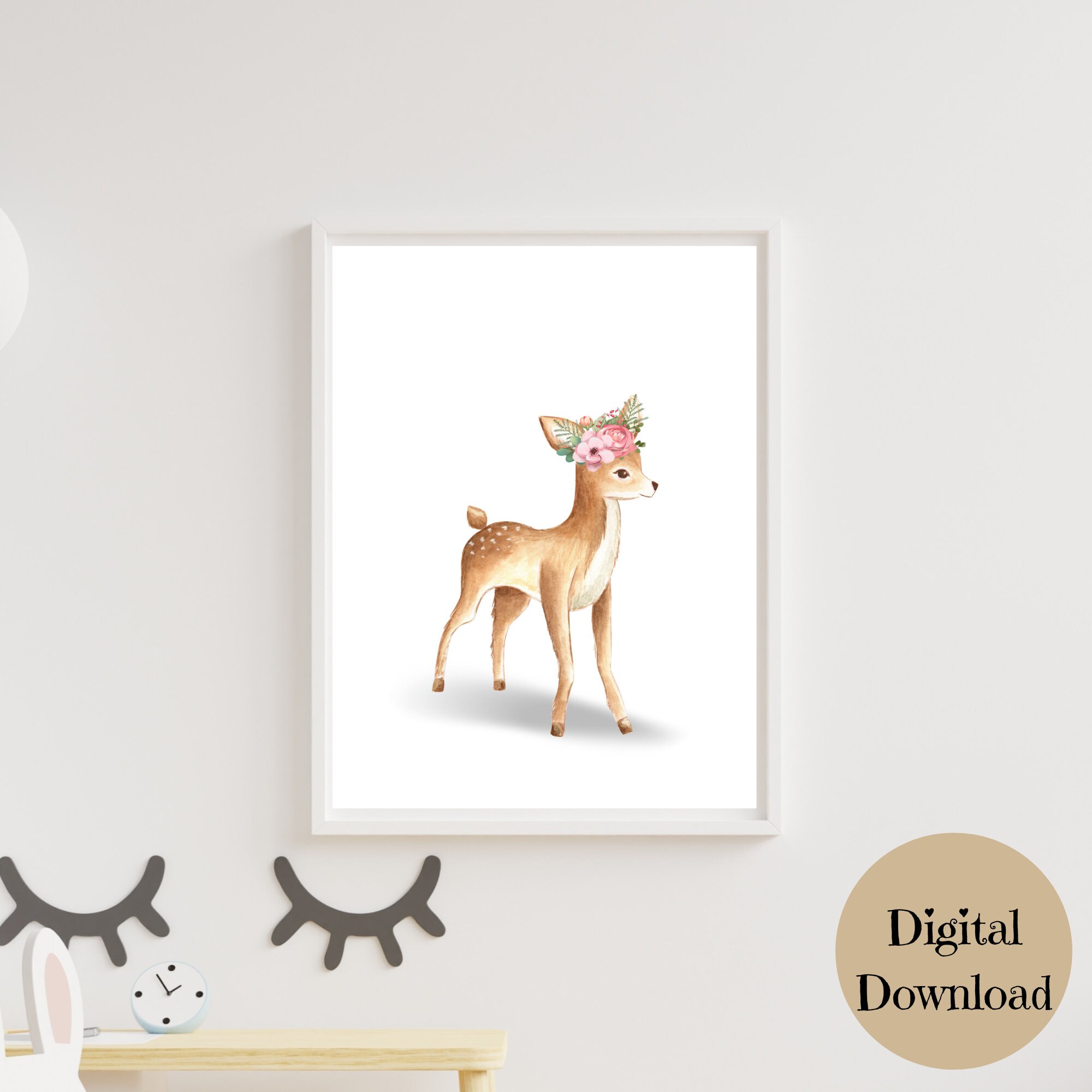 Baby Deer Nursery Wall Art Deer nursery wall art Woodland Etsy