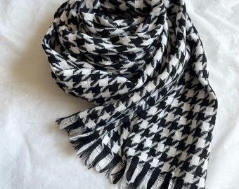 Bufanda de lana blanca y negra, chal grande, envoltura suave, pashmina cálida, accesorios