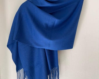 Bufanda de lana azul rey, chal grande, abrigo cálido, pashmina suave, accesorios para mujer
