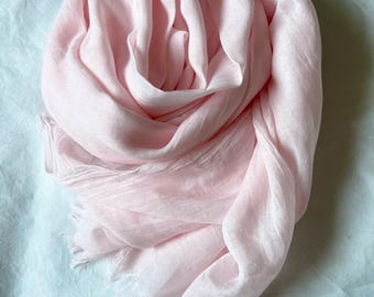 Light Pink Cotton Scarf,  Soft Summer Shawl, Large Wrap, Women's Accessories