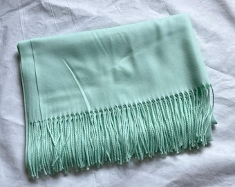 Bufanda de lana verde claro, chal grande, abrigo cálido, pashmina suave, accesorio de regalo para mujer