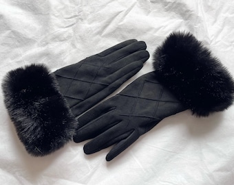 Schwarze Touch Screen Handschuhe. Warme Winterfäustlinge, Damenaccessoires