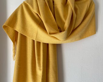 Bufanda de lana amarilla, chal grande, chal cálido, pashmina suave, accesorios para mujer