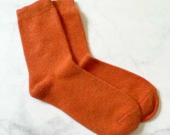 Rabbit , Merino Wool Orange Socks, Soft Warm Socks, Accessories