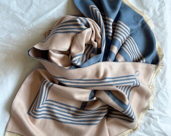 Bufanda azul y rosa, chal de doble cara, bufanda grande, accesorios para mujer, regalo de invierno