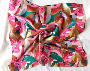 Blue Silk Neck Scarf, Bandana, Square Shawl, Soft Summer Wrap, Accessories