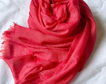Red Cotton Scarf,  Summer Shawl, Large Wrap, Women's Accessories