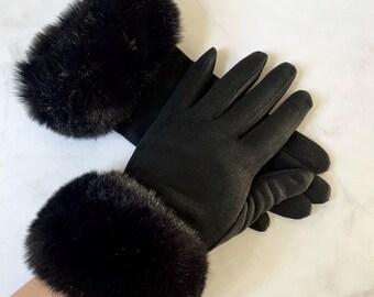 Schwarze Touch Screen Handschuhe. Warme Winterfäustlinge, Damenaccessoires