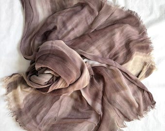 Brown  Beige Cotton Scarf, Large Shawl, Soft Summer  Wrap, Accessories
