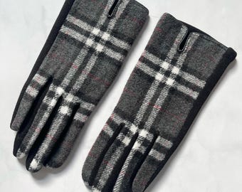Black / Gray  Smart Touch Gloves. Warm Mittens, Women's Accessories